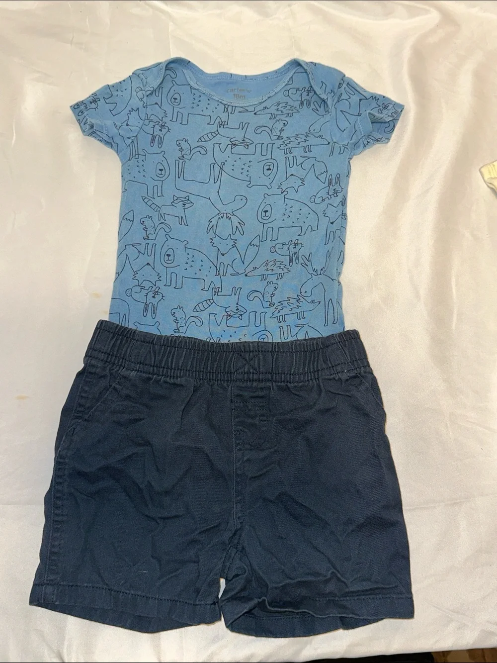 Carter's Blue Short-Sleeve Animal Print Baby Bodysuit